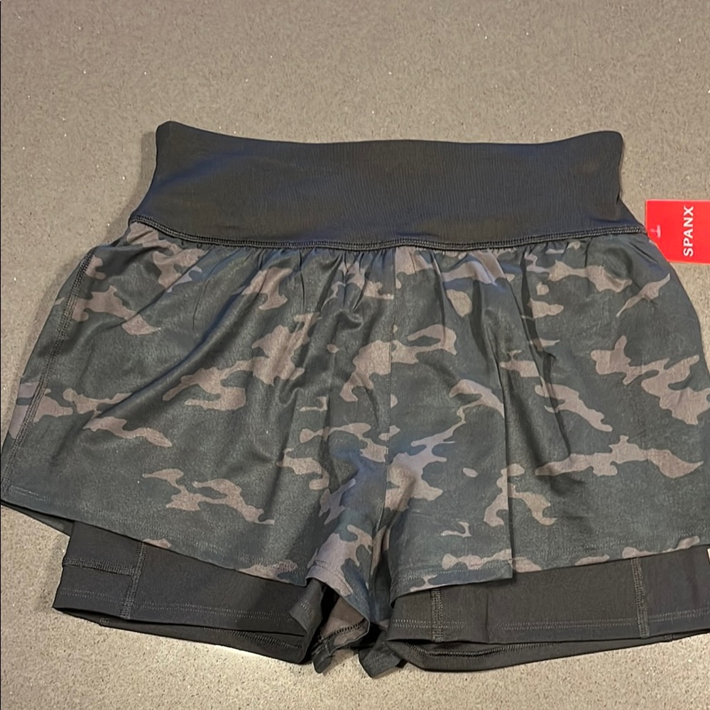 SPANX Camouflage Athletic Shorts with Compression Underlayer